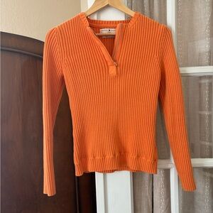 Jones New York Vibrant Orange Ribbed Sweater